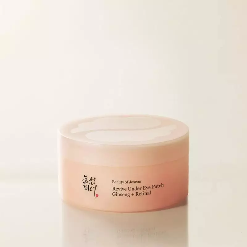 Beauty of Joseon Patchs yeux Revive Ginseng + Rétinal en pot cylindrique rose avec patchs hydrogel e