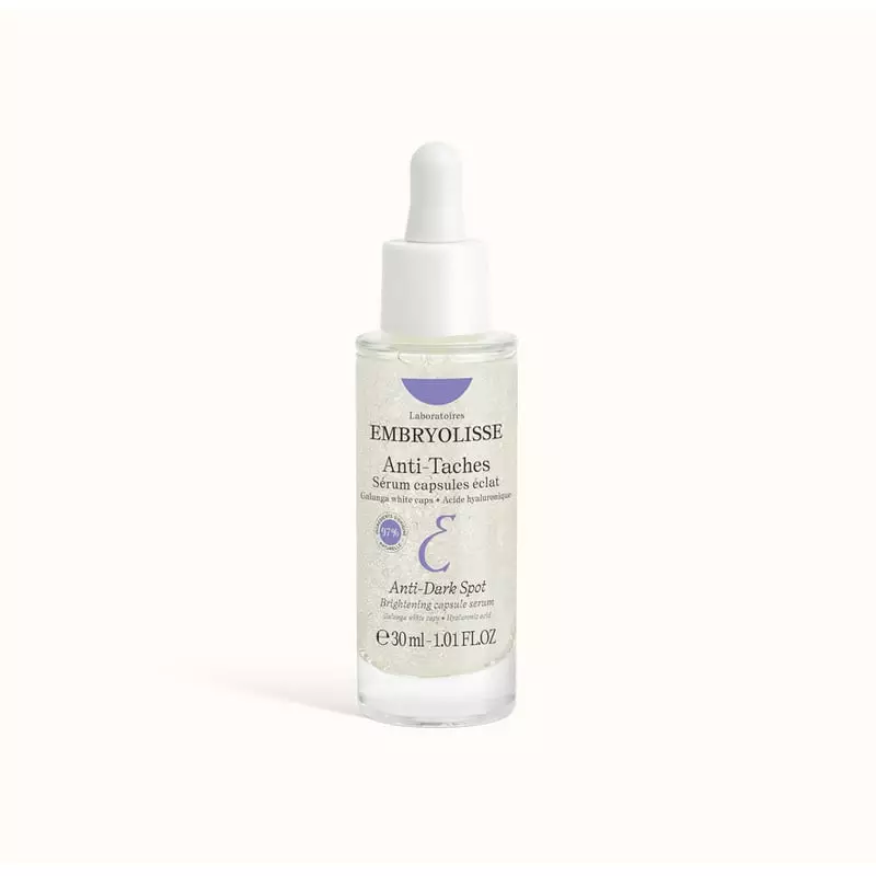 Sérum Capsules Éclat Anti-Taches Embryolisse 30ml en flacon verre clair avec pipette blanche, vue av