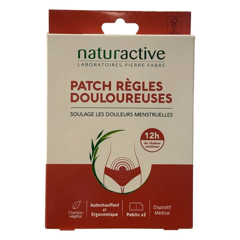 Vue en angle latéral de la boîte de patchs Naturactive 1114175 suspendue en display, mettant en avan