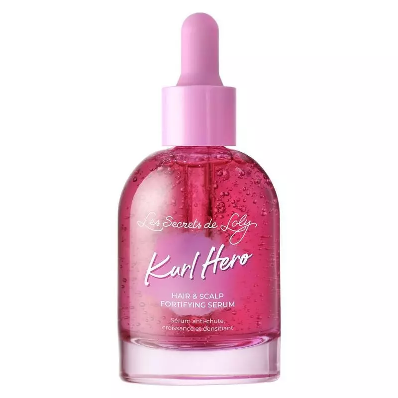 Les Secrets de Loly Sérum Kurl Hero fortifiant cheveux & cuir chevelu en flacon pipette rose avec sé