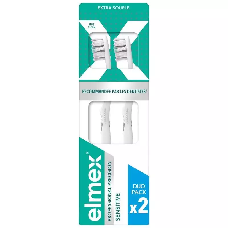 Elmex Brosse à dents Professional Precision Sensitive duo pack, poils extra souples pour dents sensi