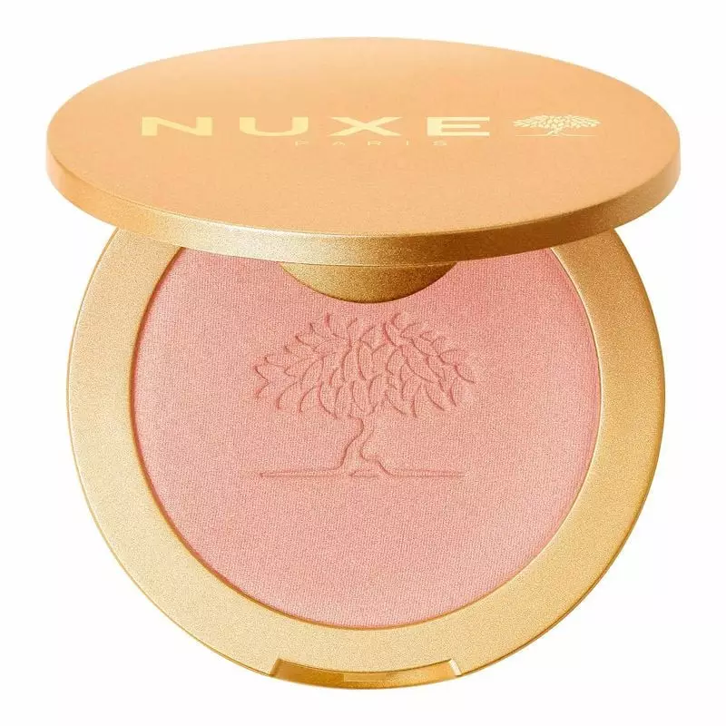 NUXE 1181939 poudre illuminatrice packshot vue de face montrant un boîtier rond avec motif floral