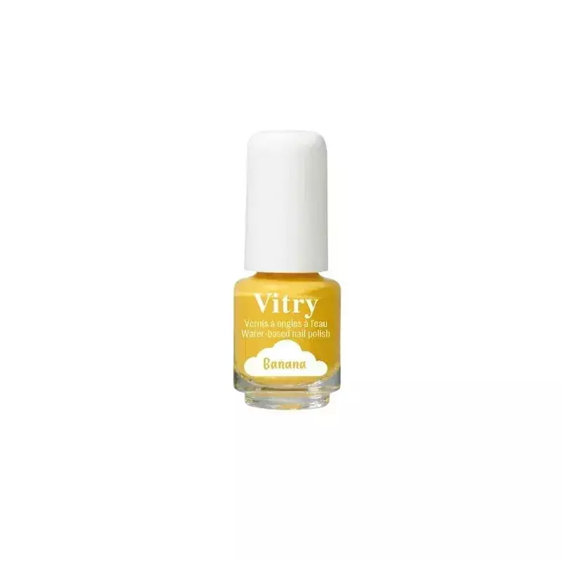 Vernis à l'eau Vitry couleur Banana jaune, sûr pour les enfants, avec un flacon ludique