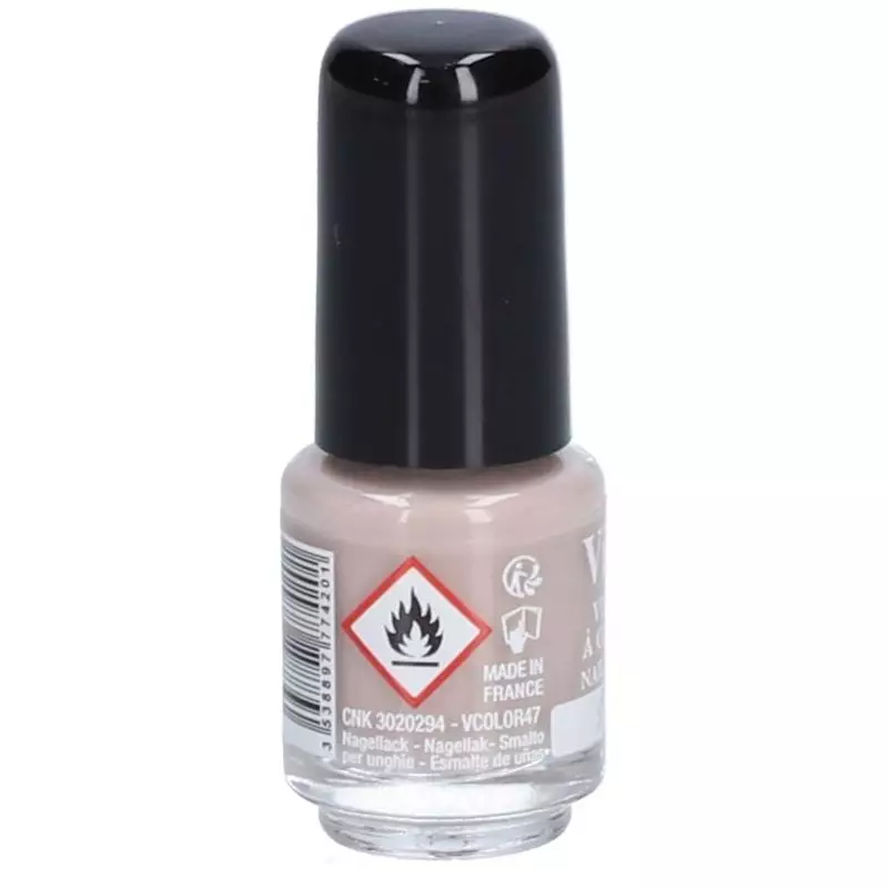 Vitry Mini vernis nude en petit flacon avec pinceau plat, teinte nude.