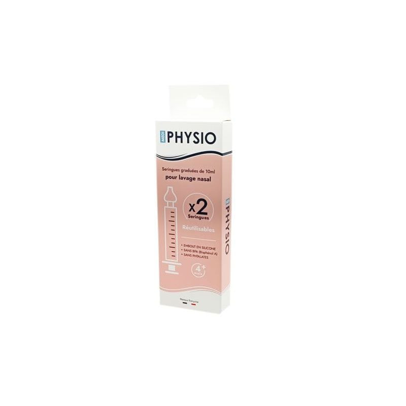 Packshot des seringues de lavage nasal Médiprix x2 de 10 ml, pour bébés dès 4 mois.