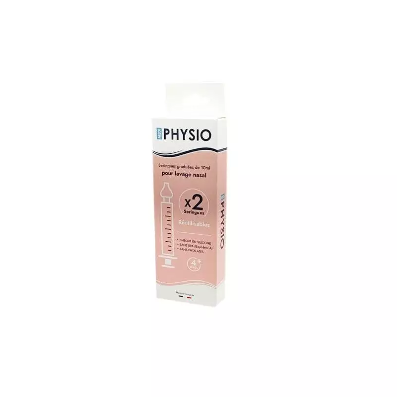 Packshot des seringues de lavage nasal Médiprix x2 de 10 ml, pour bébés dès 4 mois.