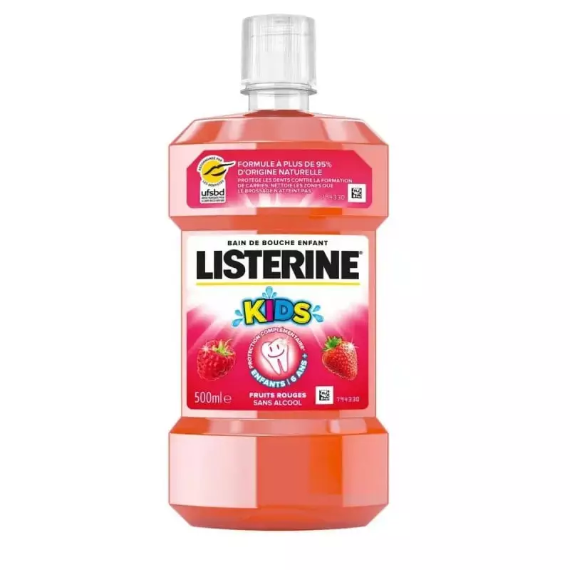 Flacon de bain de bouche fluoré LISTERINE Enfant aux fruits rouges pour enfants dès 6 ans
