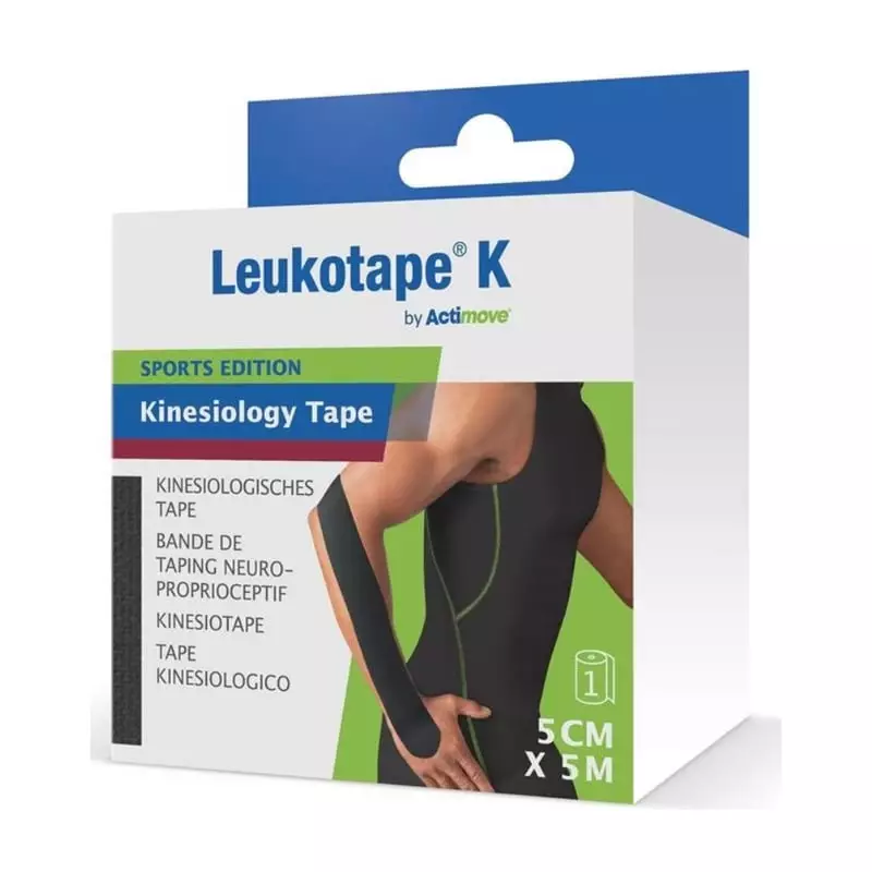 Rouleau de ruban kinésiologique Actimove Leukotape K, 5 cm x 5 m, sur fond blanc