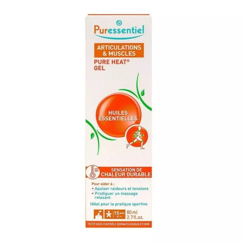 Packshot du Puressentiel Articulations et Muscles Pure Heat montrant le tube avec nom et liste ingré