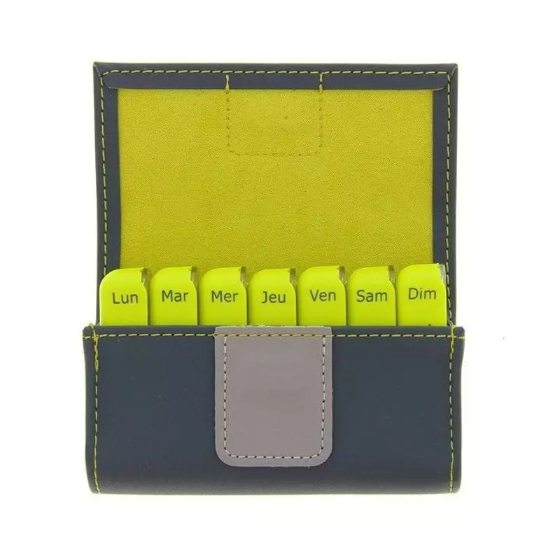 Cooper 1451352 Pilbox Mini pilulier hebdomadaire fermé, design compact ressemblant à un étui en cuir