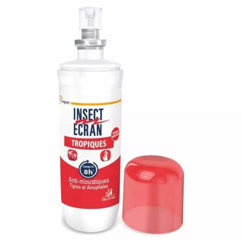 Flacons de spray répulsif anti-moustiques Cooper Insect Ecran Tropical 1451347, étiquettes avant et 