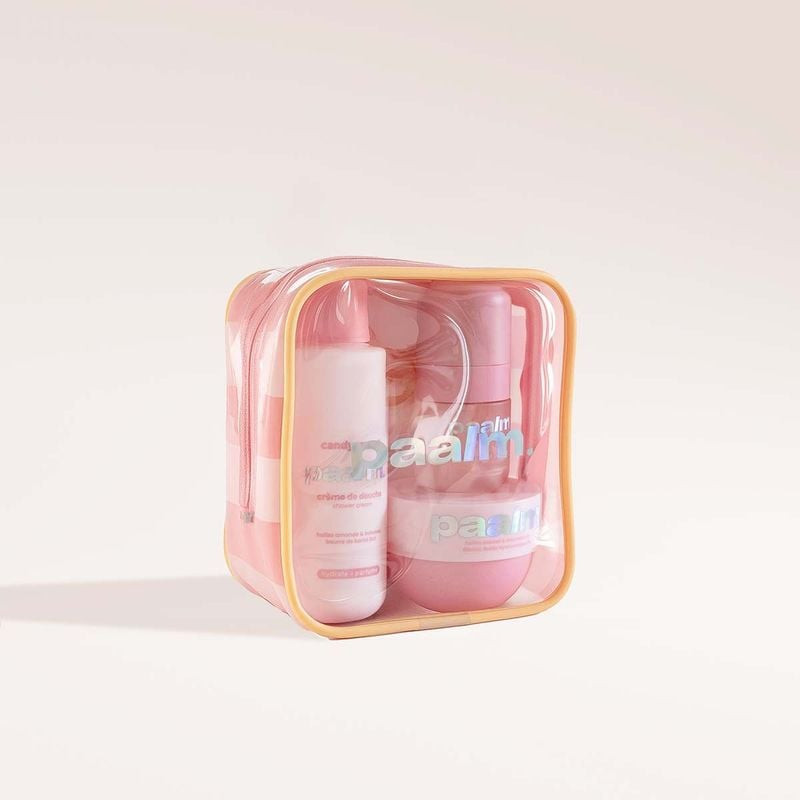 Packshot du PAALM Set Découverte Candy Sweet - Trio corps gourmand - Format voyage : crème douche, c