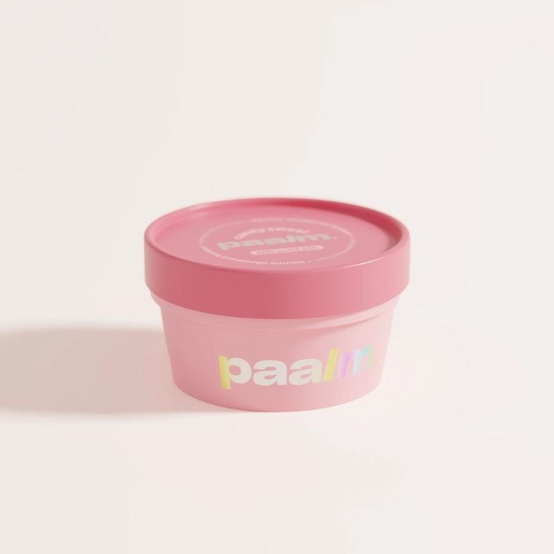 Packshot du baume déodorant fondant Candy Sweet de Paalm, en pot avec étiquette indiquant le nom et 
