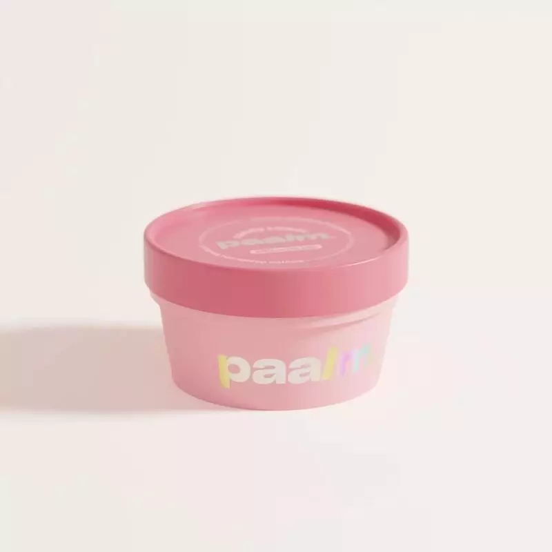 Packshot du baume déodorant fondant Candy Sweet de Paalm, en pot avec étiquette indiquant le nom et 