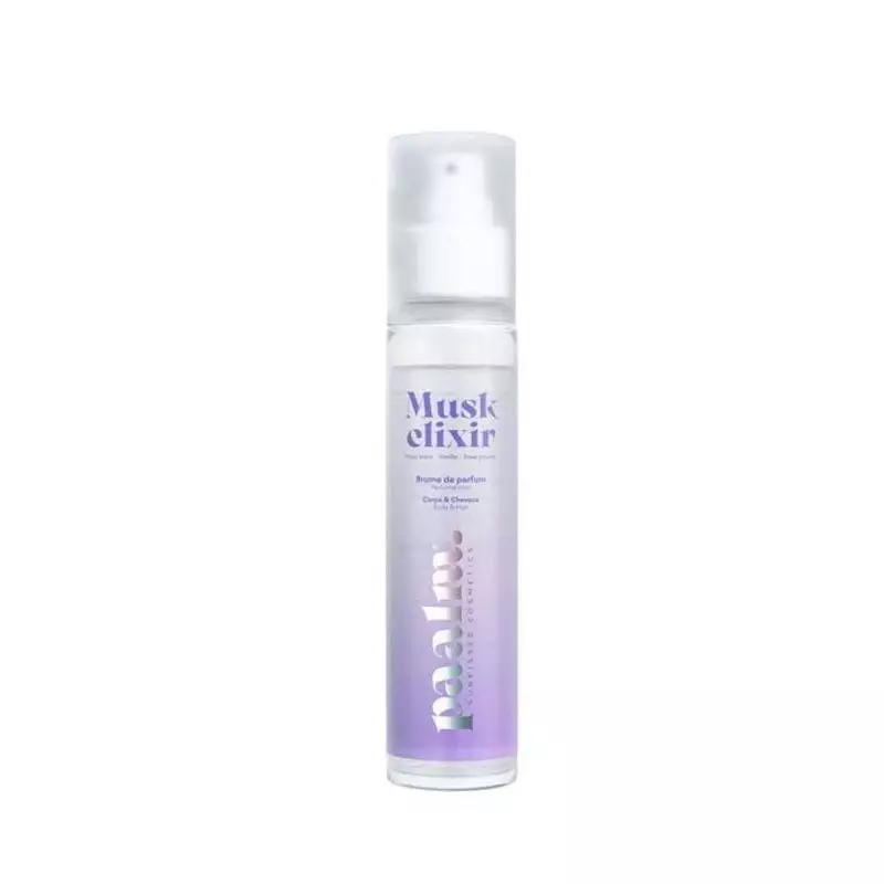 PAALM Brume Musc Elixir - flacon de la brume parfumée au musc blanc et à la vanille.