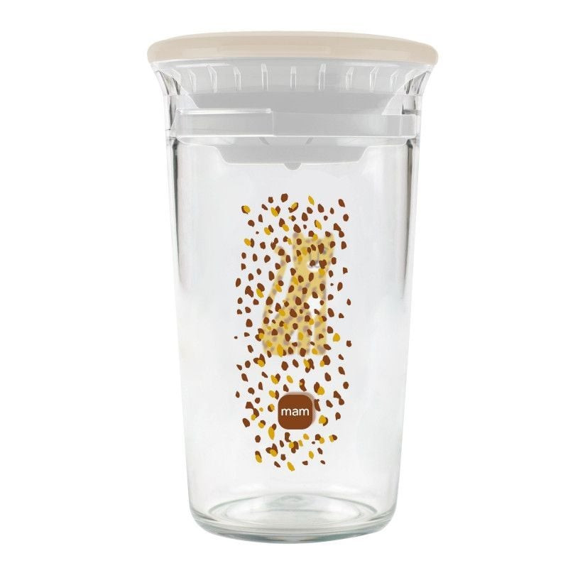 Packshot du verre d'apprentissage MAM 360° 290ml sur fond blanc montrant un verre transparent avec c