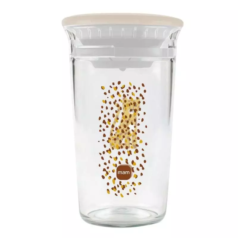 Packshot du verre d'apprentissage MAM 360° 290ml sur fond blanc montrant un verre transparent avec c