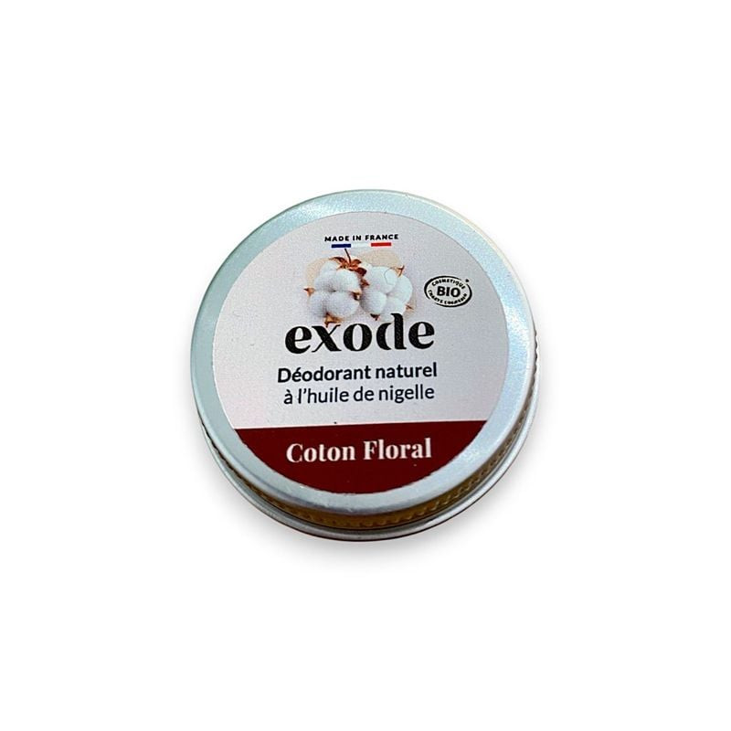 Baume déodorant Exode 1454427, pot ouvert sans couvercle montrant la texture du baume.