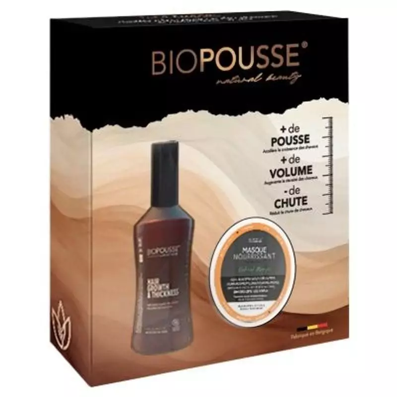 Coffret Biopousse lotion capillaire bio pour la pousse et masque nourrissant à la mangue