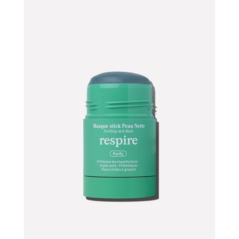 Respire Masque Stick Purifiant 1869535 - vue de face montrant le stick et sa formule à l'argile vert