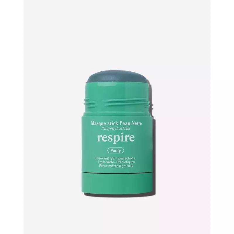 Respire Masque Stick Purifiant 1869535 - vue de face montrant le stick et sa formule à l'argile vert