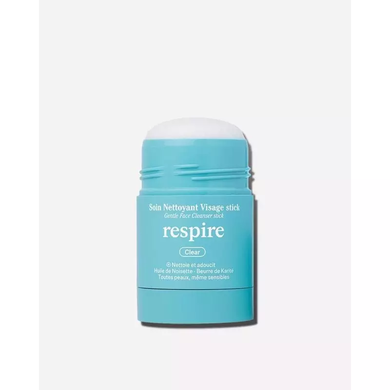 Packshot du Soin Nettoyant Visage Stick Respire, vue de face sur fond blanc.