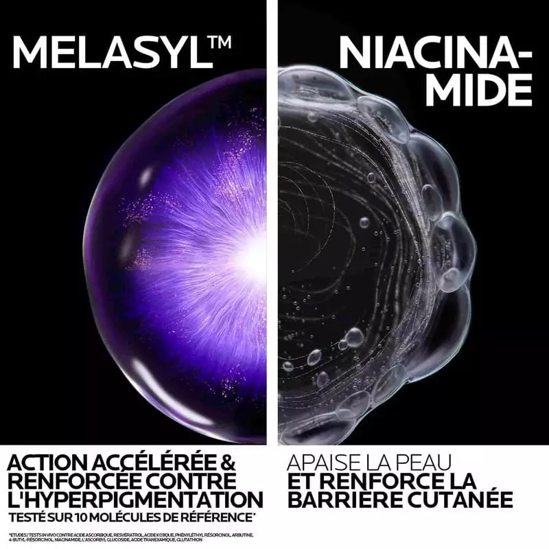 Liste des ingrédients sur l'emballage de La Roche-Posay Le Mela B3 Yeux mettant en avant le Melasyl 