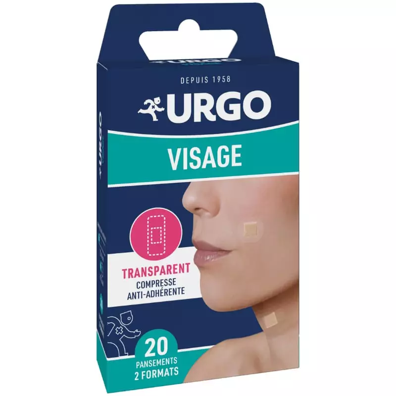 Boîte d'Urgo Pansements Spécial Visage 1869720 contenant 20 pansements discrets pour le visage en de