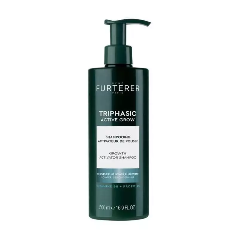 Vue de face du flacon de shampooing René Furterer Triphasic Active Grow, format 150 ml, avec étiquet
