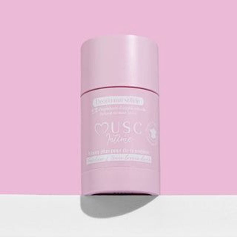 Packshot du stick déodorant naturel Musc Intime Déodorant Musc Blanc (L'Irrésistible) 50g sur fond b