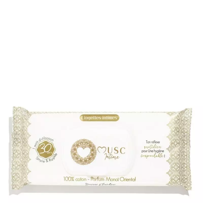 Musc Intime Lingettes Intimes Monoï Oriental - Emballage face avant.