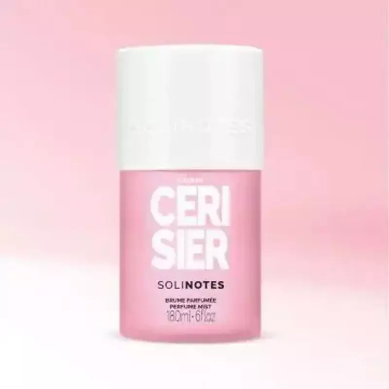 Packshot alternatif du flacon de Brume parfumée Fleur de Cerisier Solinotes montrant l'étiquette ava