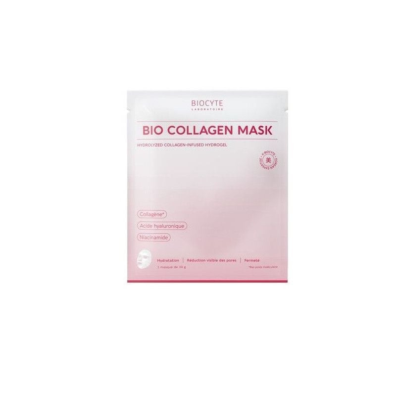 Masque hydrogel Biocyte 1985847 au collagène, acide hyaluronique et niacinamide, en sachet individue