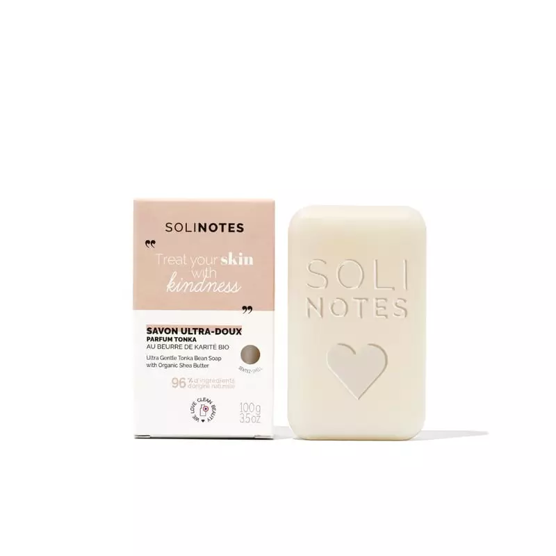 Solinotes 1987239 savon solide packshot face avant emballage et pain de savon