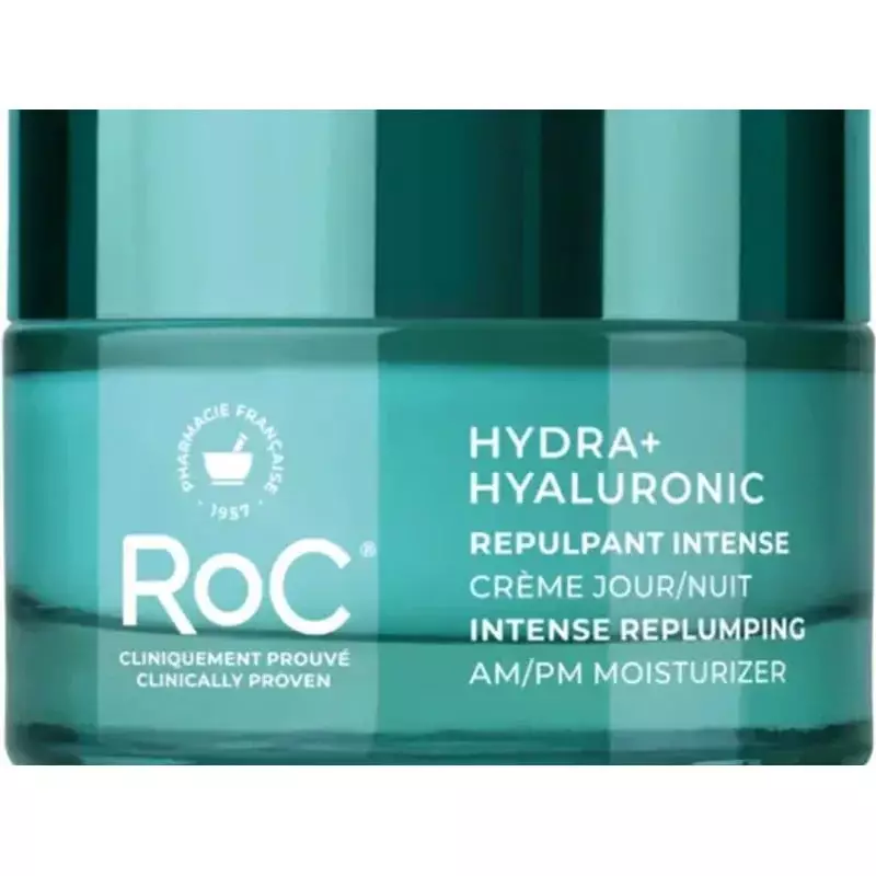 Gros plan sur la texture légère et soyeuse de la crème RoC Hydra+ Hyaluronic.