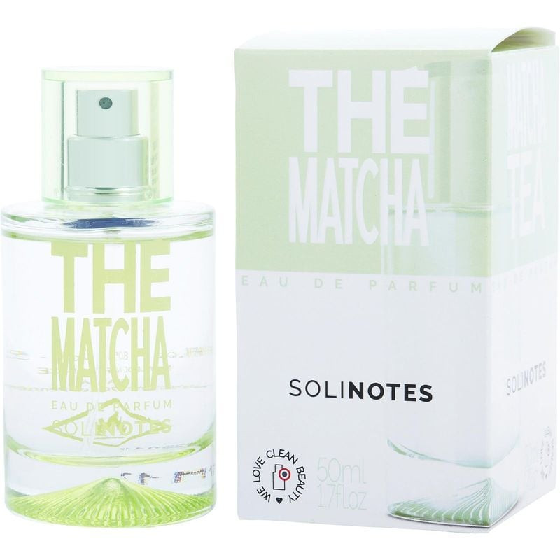 Vue de face du flacon Solinotes Thé Matcha eau de parfum sur fond blanc.