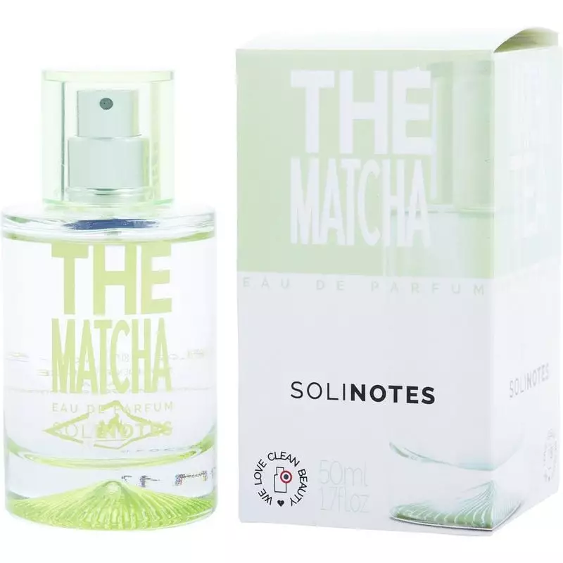 Vue de face du flacon Solinotes Thé Matcha eau de parfum sur fond blanc.