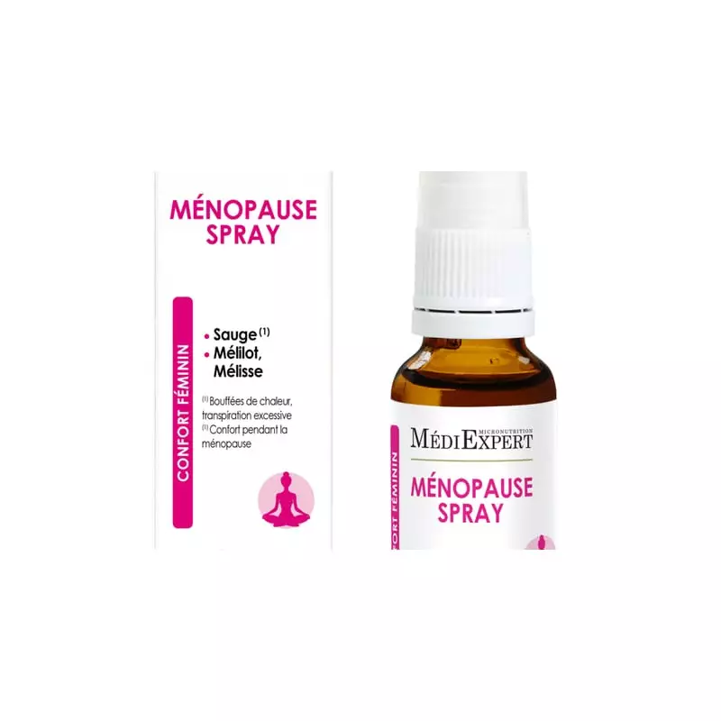 Packshot du spray sublingual Médiexpert Ménopause pour soulager les bouffées de chaleur