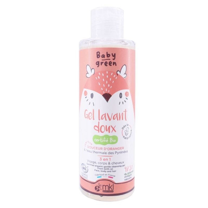 MKL Gel Lavant Doux Bio Baby Green - gel lavant doux bio pour bébé en flacon écologique.