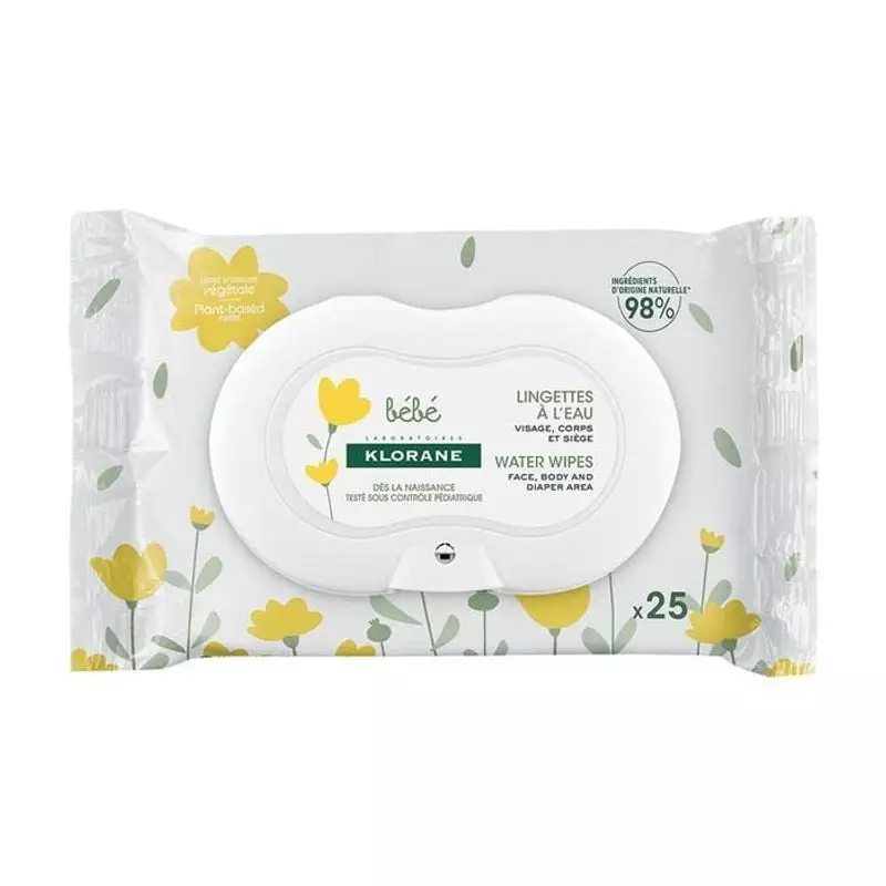 Packshot du produit Klorane Lingettes à l'eau x25 - Calendula bio, biodégradable