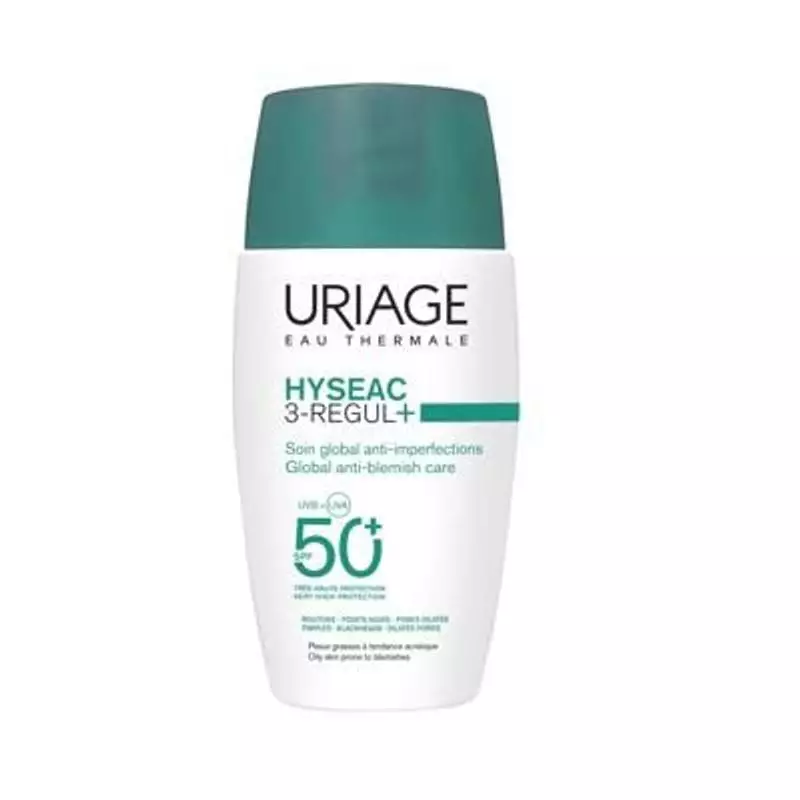 Uriage Hyseac 3-Regul+ SPF50+ soin anti-imperfections, vue de face de l'emballage