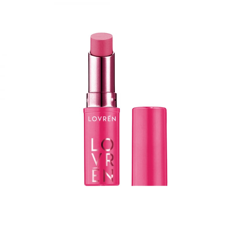 Baume à lèvres teinté Lovren LB2 Color Boost Rubino en stick, tube noir élégant avec bande rouge, no