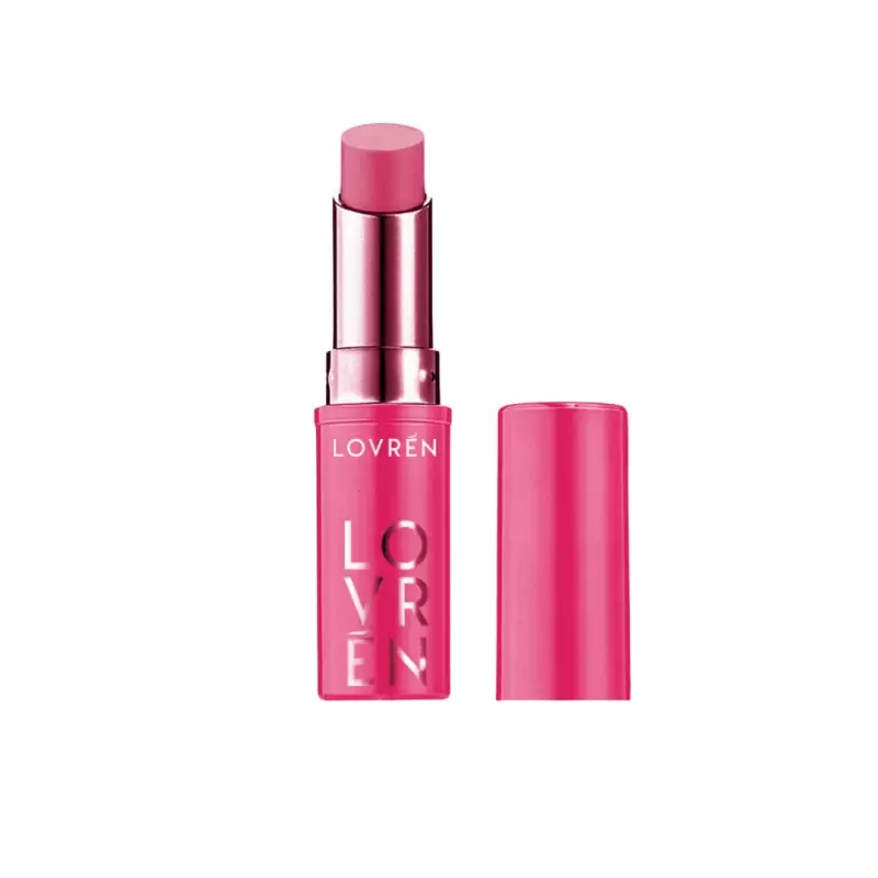Baume à lèvres teinté Lovren LB2 Color Boost Rubino en stick, tube noir élégant avec bande rouge, no