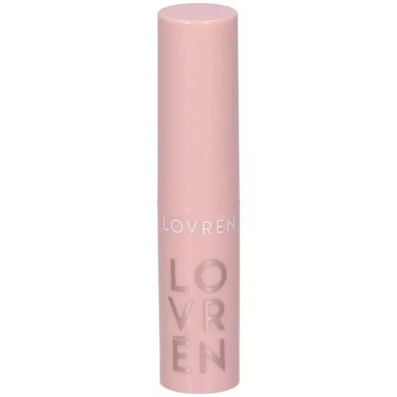 Packshot du baume à lèvres teinté Lovren Color Boost Nude sans capuchon, montrant toute la longueur 