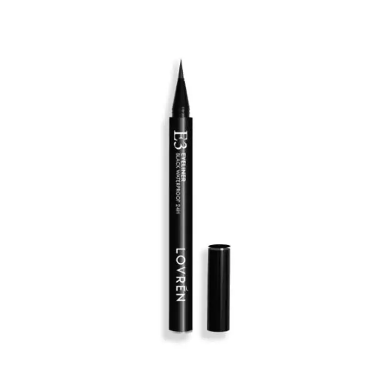 Packshot alternatif de l'eyeliner liquide noir Lovren mettant en valeur son design fin.