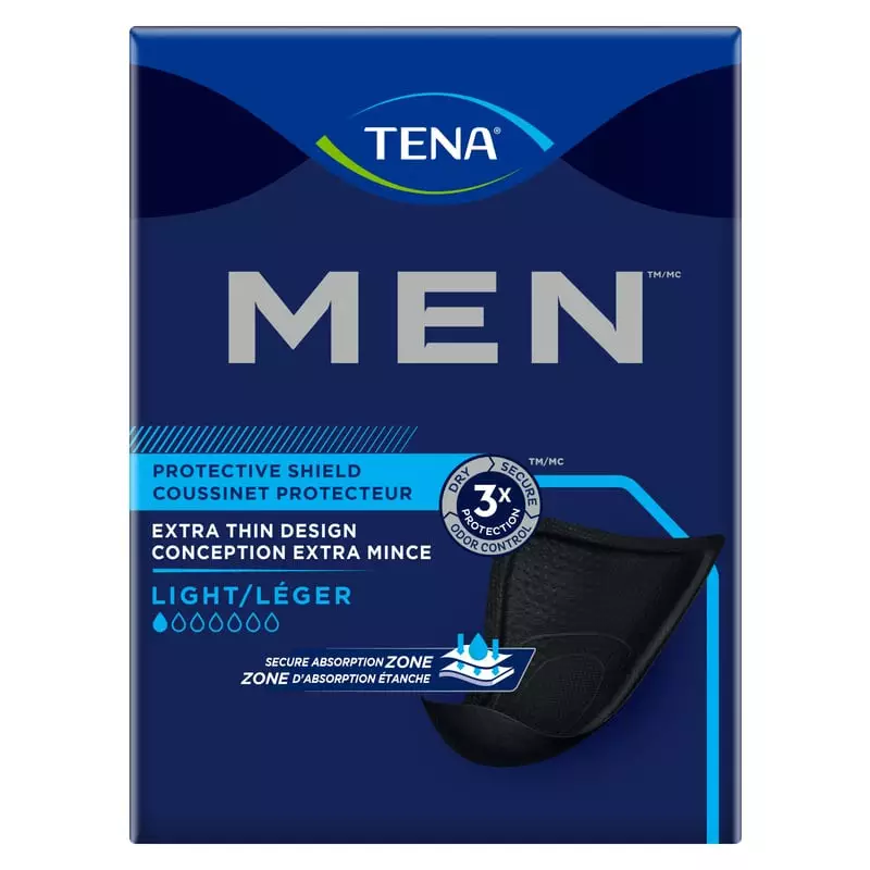 2000250 TENA Men Active Fit Extra Light protection ultra-mince pour hommes, vue de face montrant la 