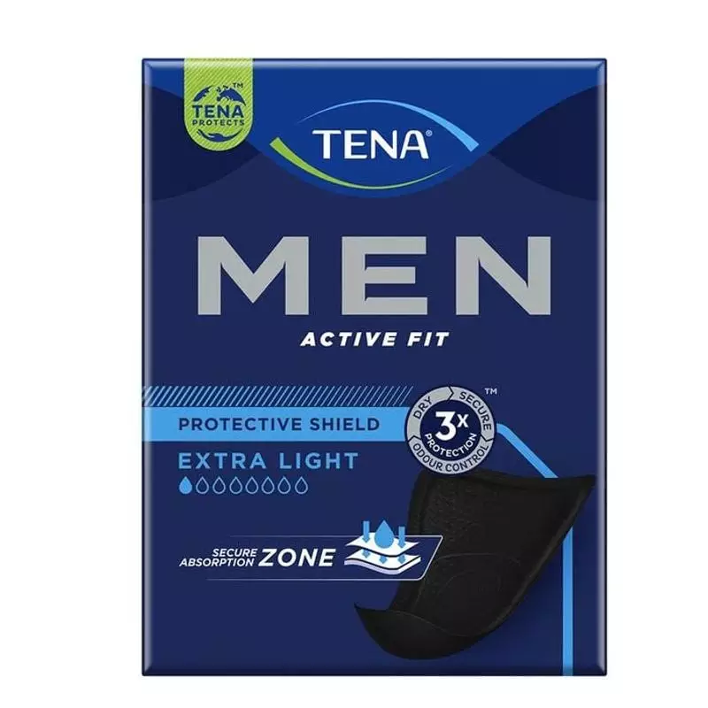 Protection urinaire TENA Men Active Fit Extra Light 2000250, vue de côté montrant le profil ultra-fi