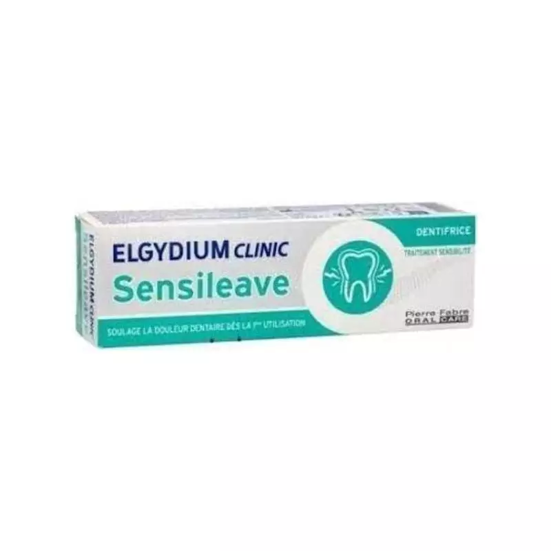 Vue en angle du tube de dentifrice Elgydium Clinic Sensileave avec son capuchon