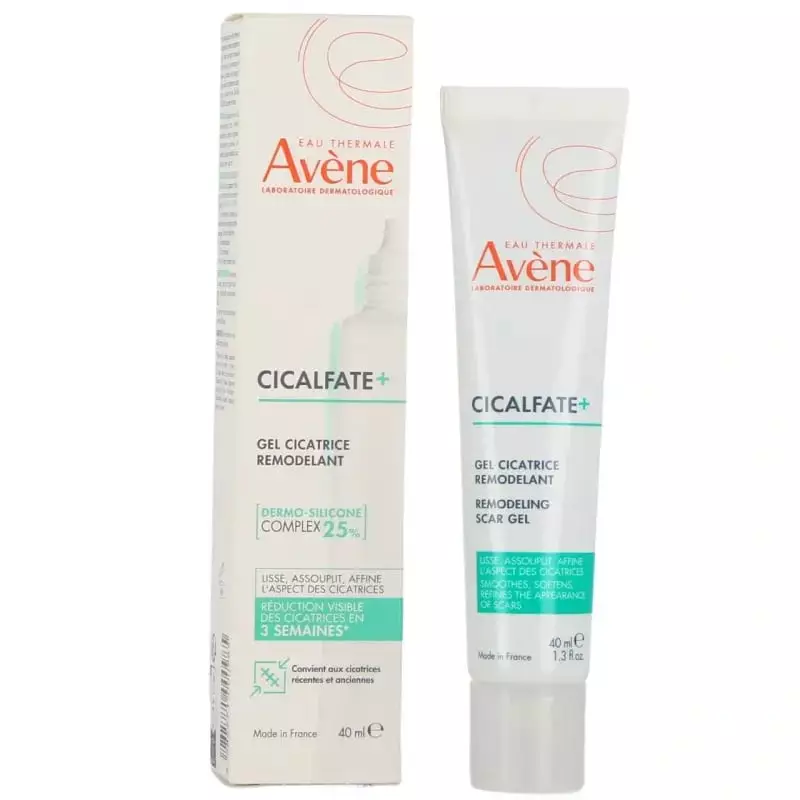 Packshot du Gel cicatrisant remodelant Avène Cicalfate+ sous un angle différent, montrant le design 
