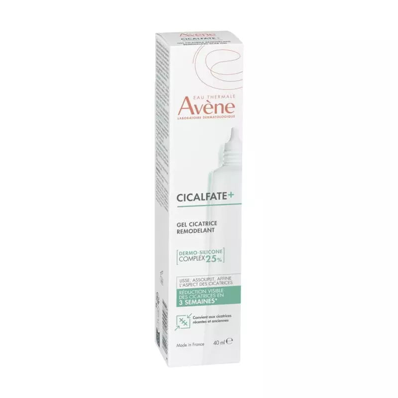 Packshot du Gel cicatrisant remodelant Avène Cicalfate+, montrant le tube produit sur fond blanc.